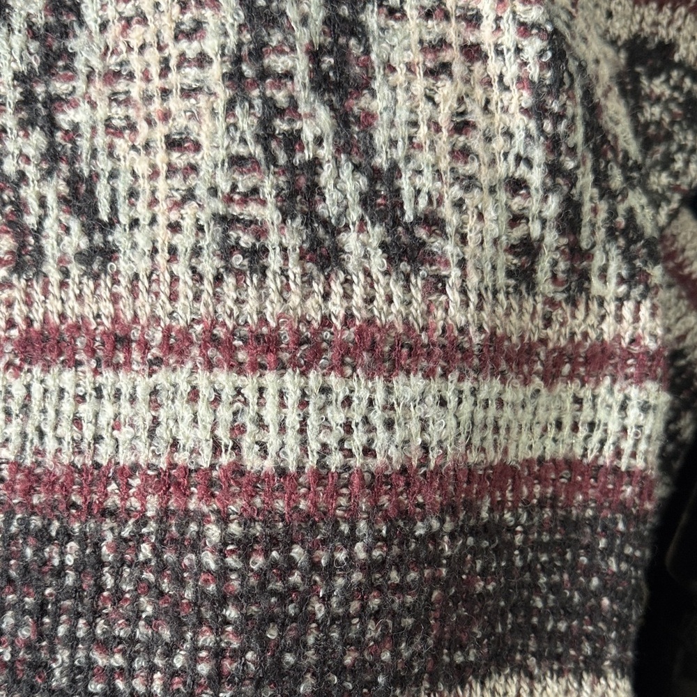 Lucky Brand Burgundy and Cream Knit Cardigan - Picture 5 of 5